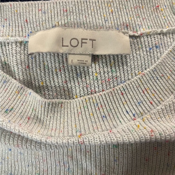 LOFT Gray Crew Neck Sweater Lightweight Knit - Picture 2 of 4